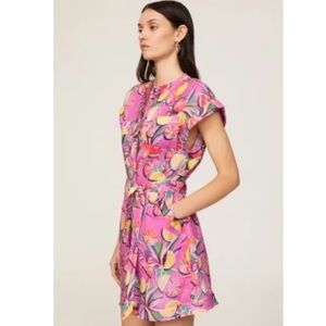 Scotch & Soda Floral Print Tie Waist Linen Romper